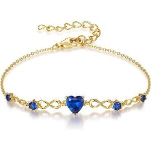 Infinity Heart 5 Birthstone Adjustable Bracelet - 18K Gold 09 Sept